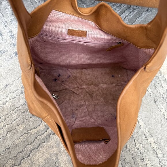 Dooney & Bourke Leather Caramel Bag Logo Lock Hobo Pebble Grain Handbag READ - Picture 9 of 12